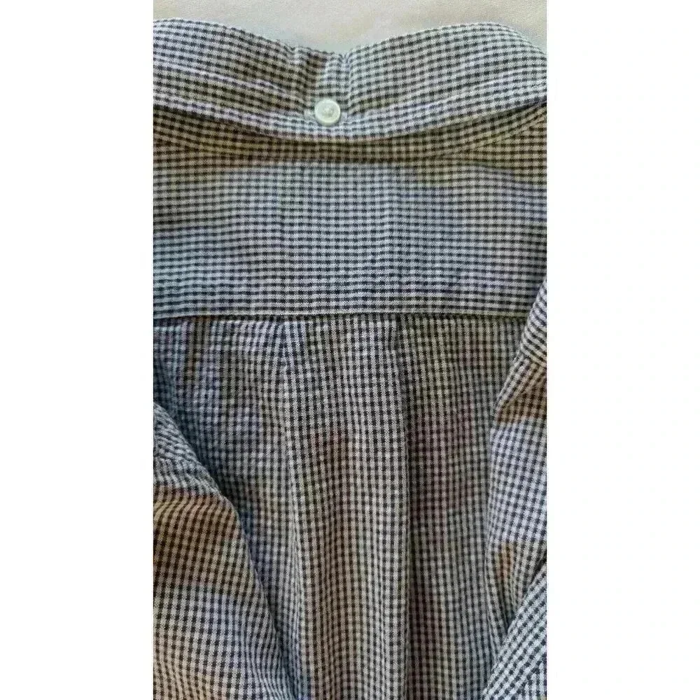 J. CREW Classic Cotton Poplin Dress Shirt in Micro Gingham check blue Large
